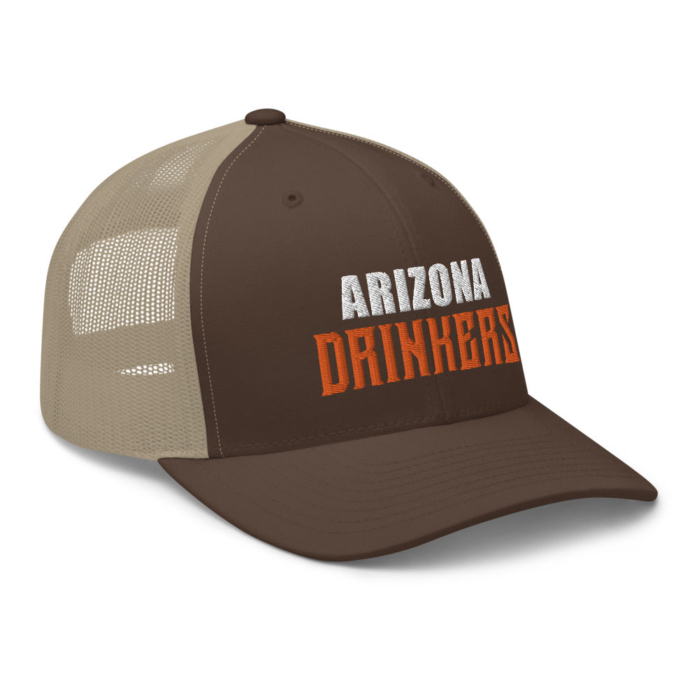 Trucker Cap with Arizona Drinkers in Orange Color on Front