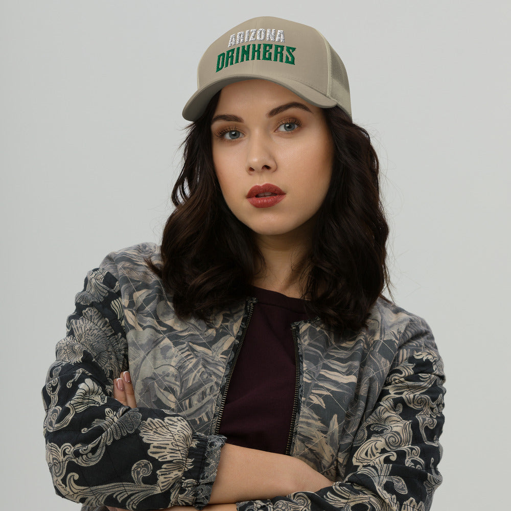 Trucker Cap with Arizona Drinkers in Green Color on Front