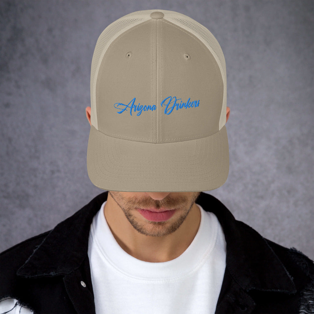 Trucker Cap with Arizona Drinkers in Blue Color on Front