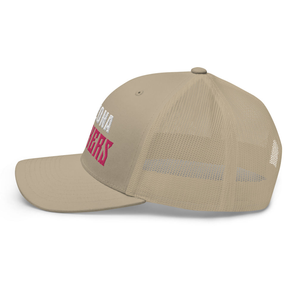 Trucker Cap with Arizona Drinkers in Pink Color on Front