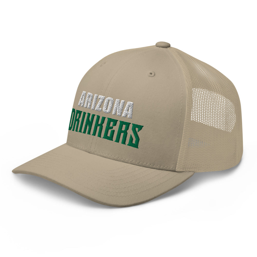 Trucker Cap with Arizona Drinkers in Green Color on Front