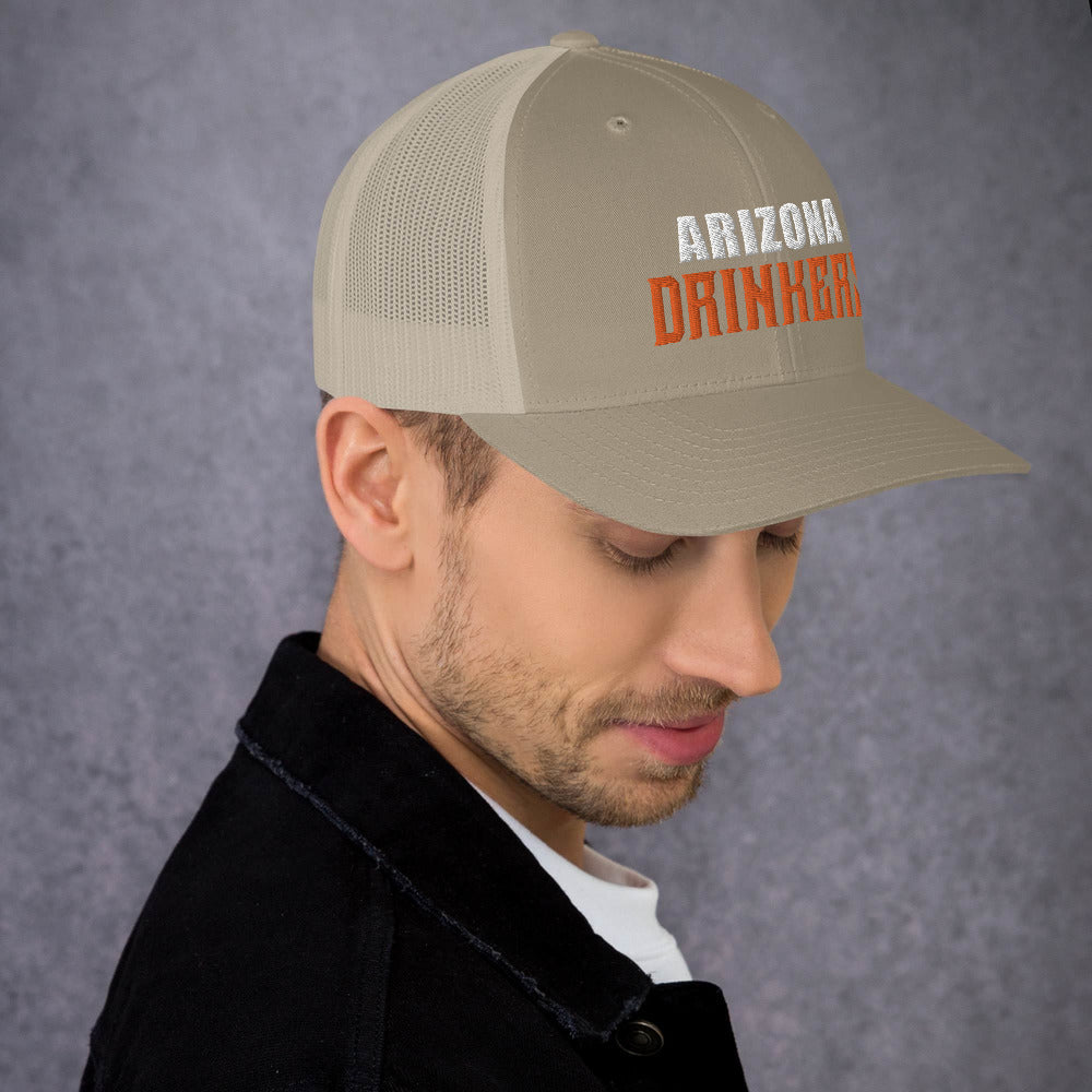 Trucker Cap with Arizona Drinkers in Orange Color on Front