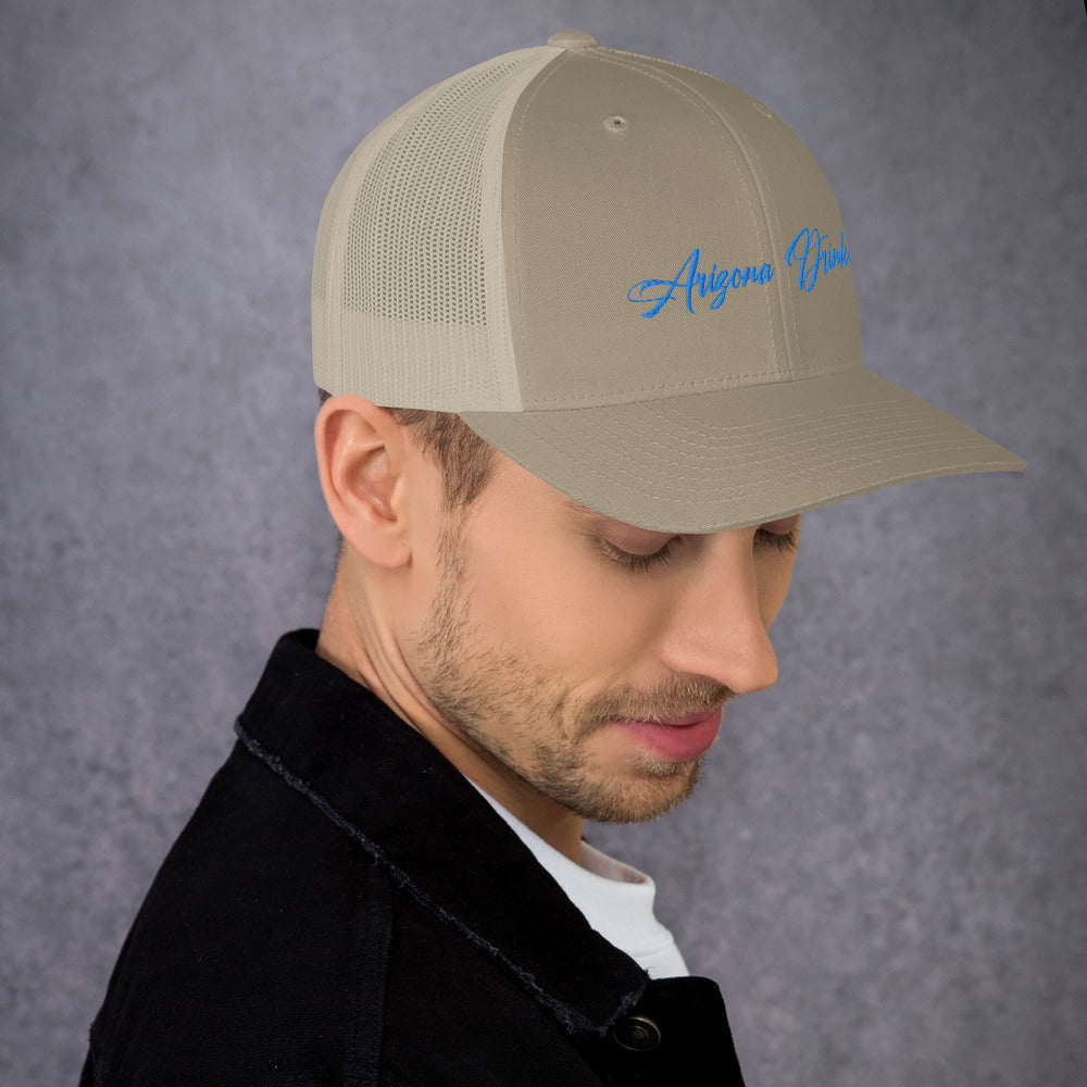 Trucker Cap with Arizona Drinkers in Blue Color on Front