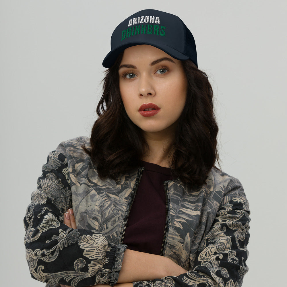 Trucker Cap with Arizona Drinkers in Green Color on Front