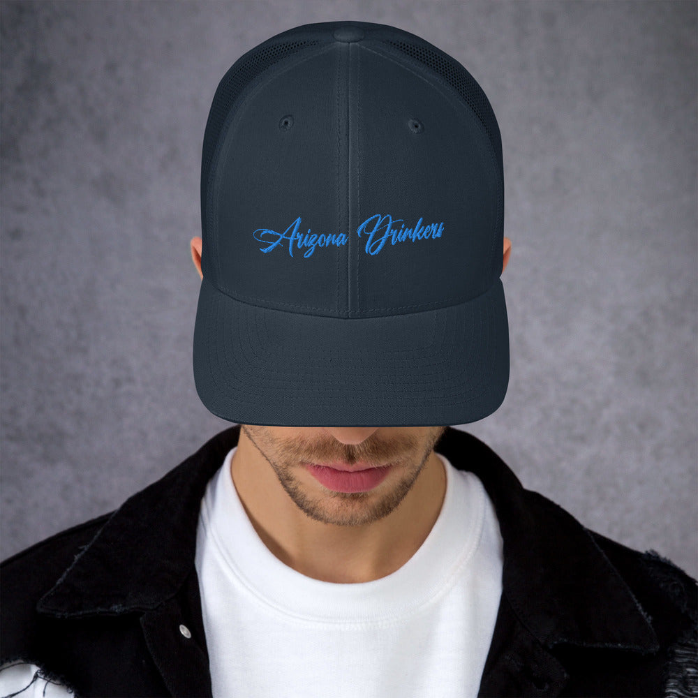 Trucker Cap with Arizona Drinkers in Blue Color on Front