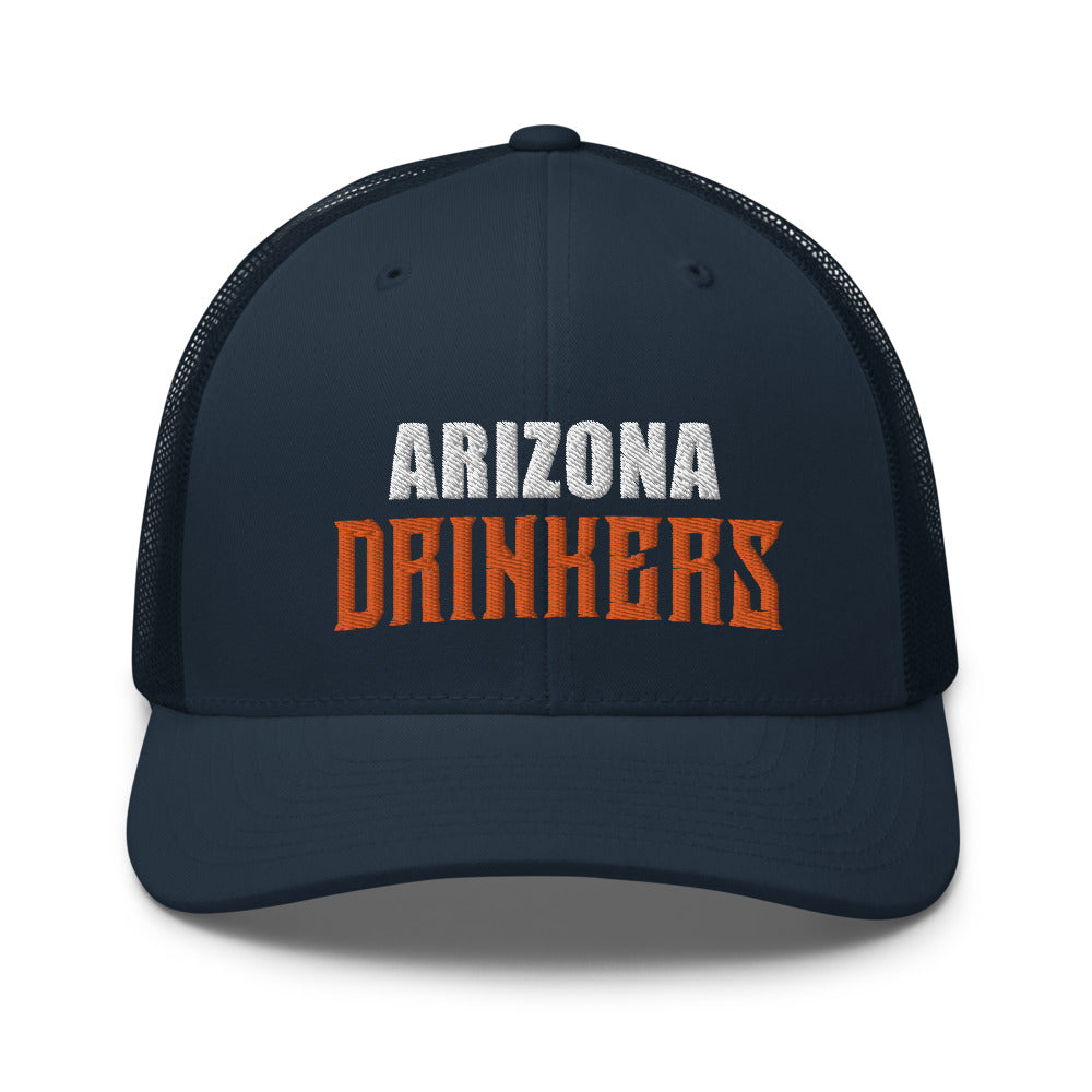 Trucker Cap with Arizona Drinkers in Orange Color on Front