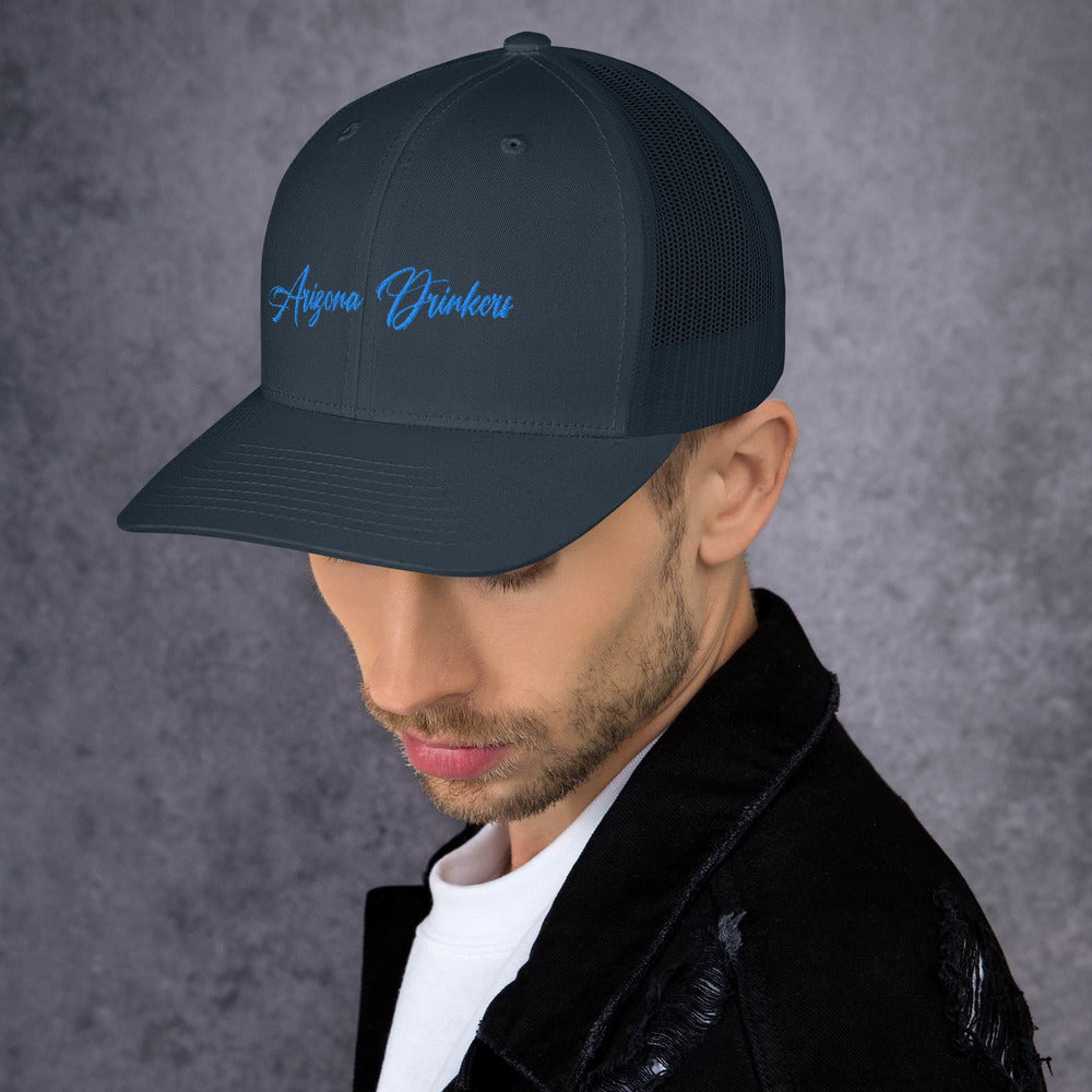 Trucker Cap with Arizona Drinkers in Blue Color on Front