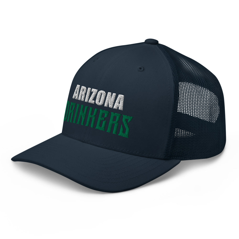 Trucker Cap with Arizona Drinkers in Green Color on Front