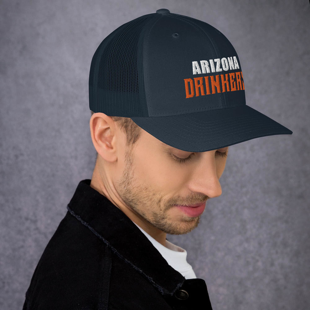 Trucker Cap with Arizona Drinkers in Orange Color on Front