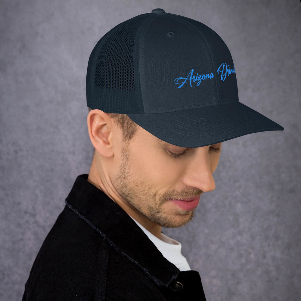 Trucker Cap with Arizona Drinkers in Blue Color on Front