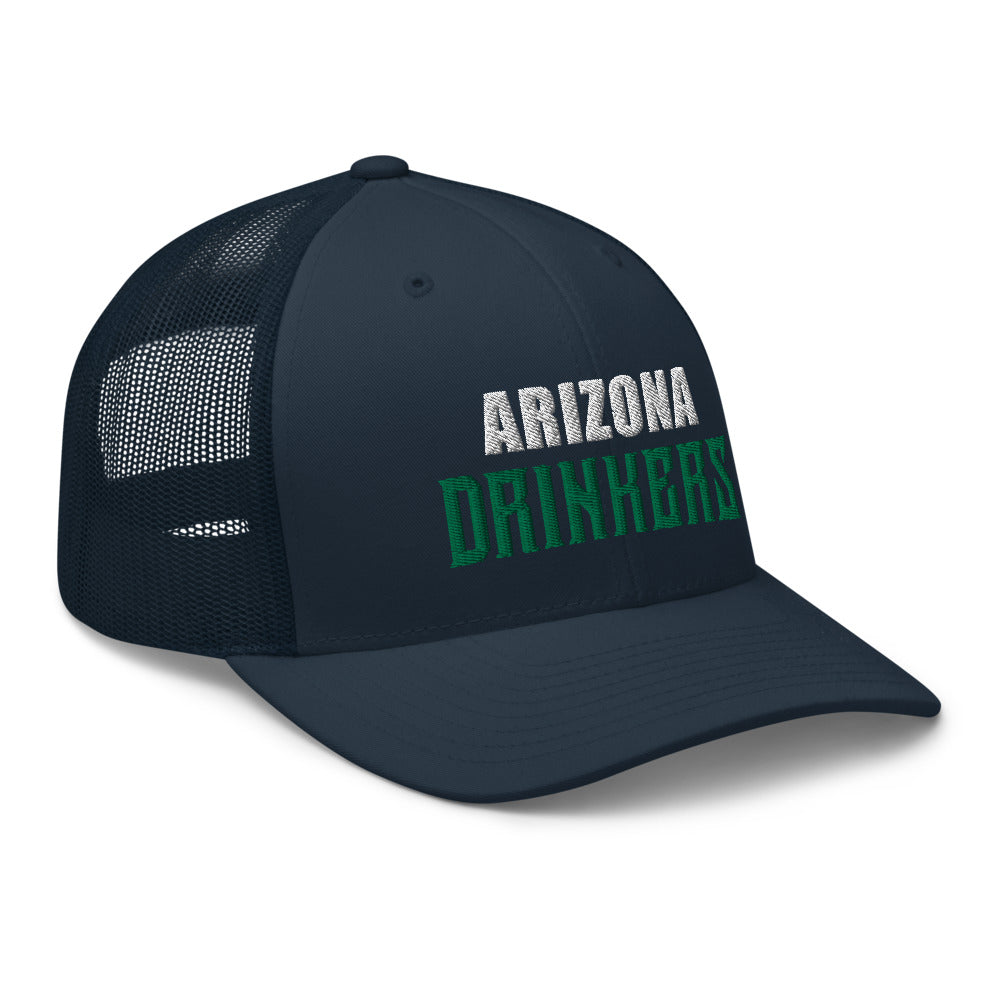 Trucker Cap with Arizona Drinkers in Green Color on Front