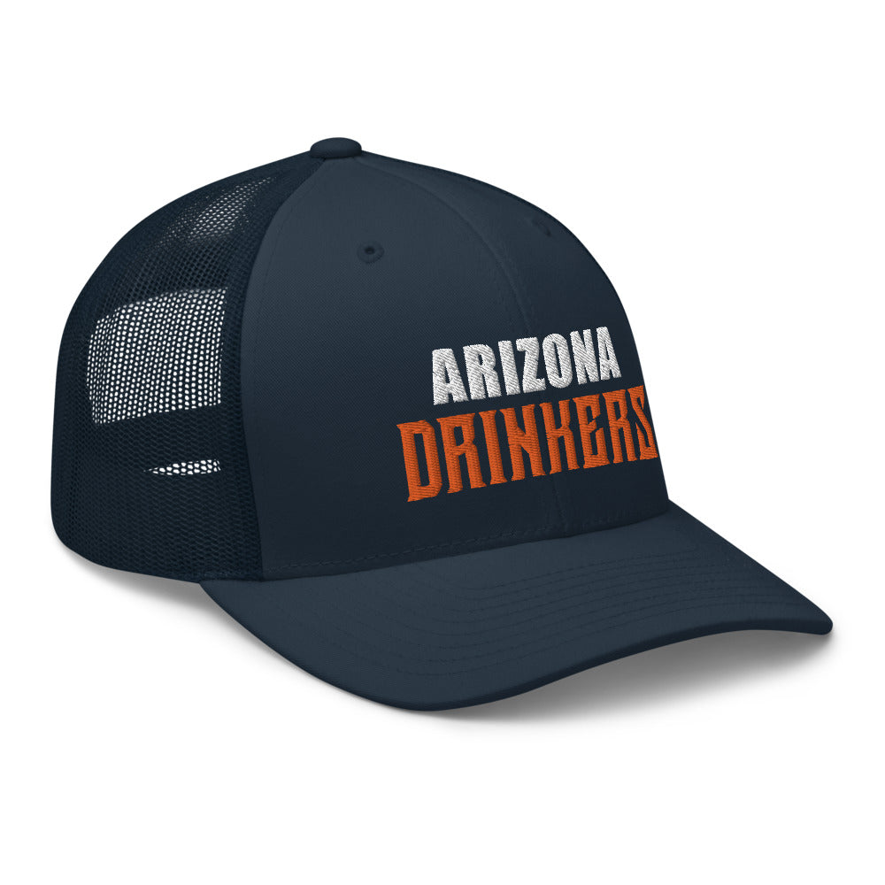 Trucker Cap with Arizona Drinkers in Orange Color on Front