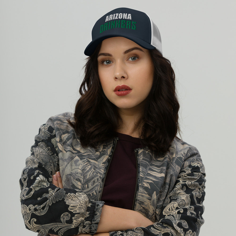 Trucker Cap with Arizona Drinkers in Green Color on Front