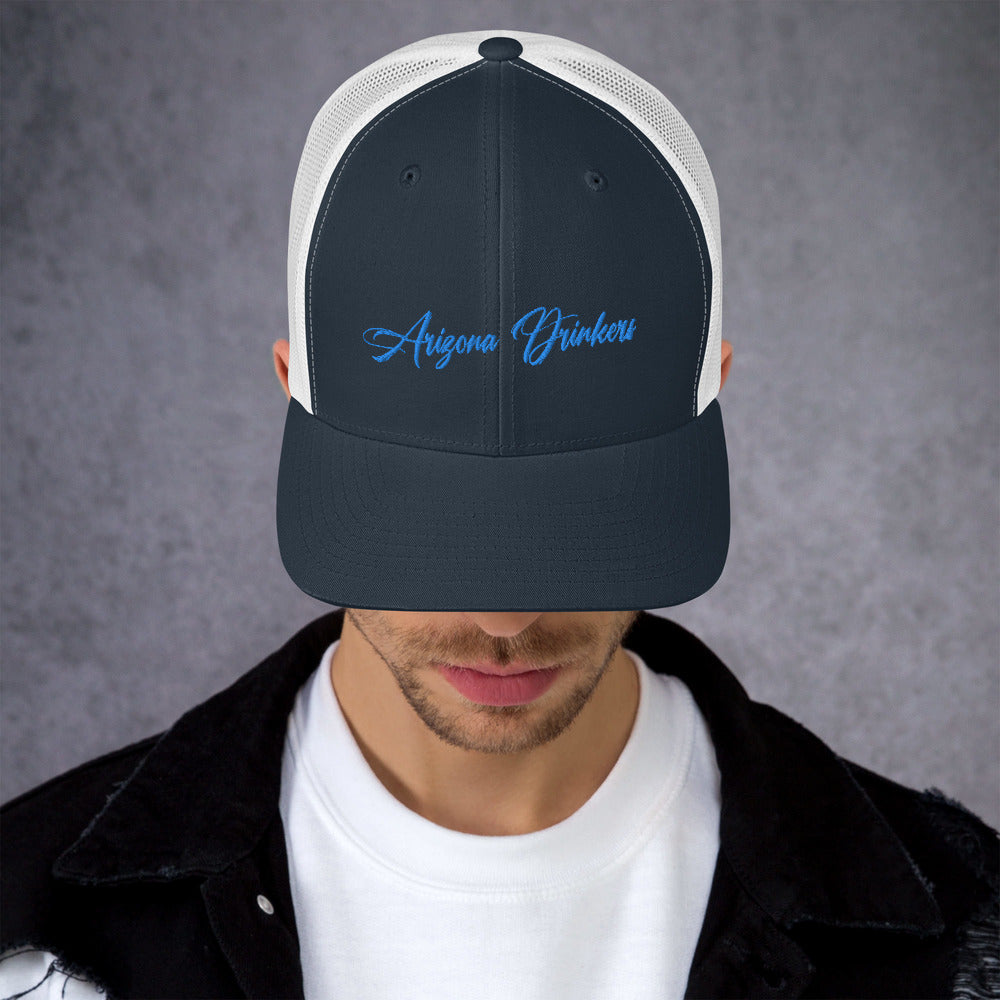 Trucker Cap with Arizona Drinkers in Blue Color on Front