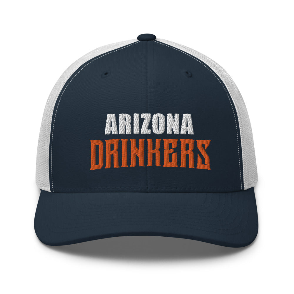 Trucker Cap with Arizona Drinkers in Orange Color on Front