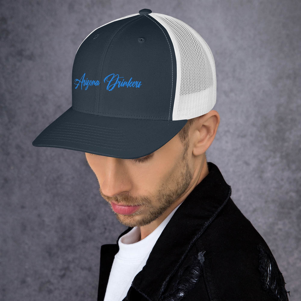 Trucker Cap with Arizona Drinkers in Blue Color on Front