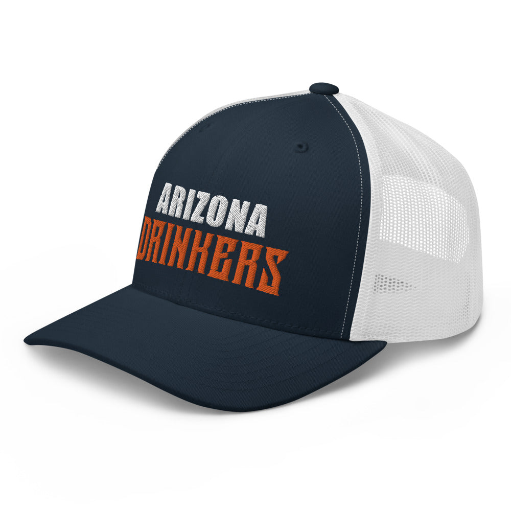 Trucker Cap with Arizona Drinkers in Orange Color on Front