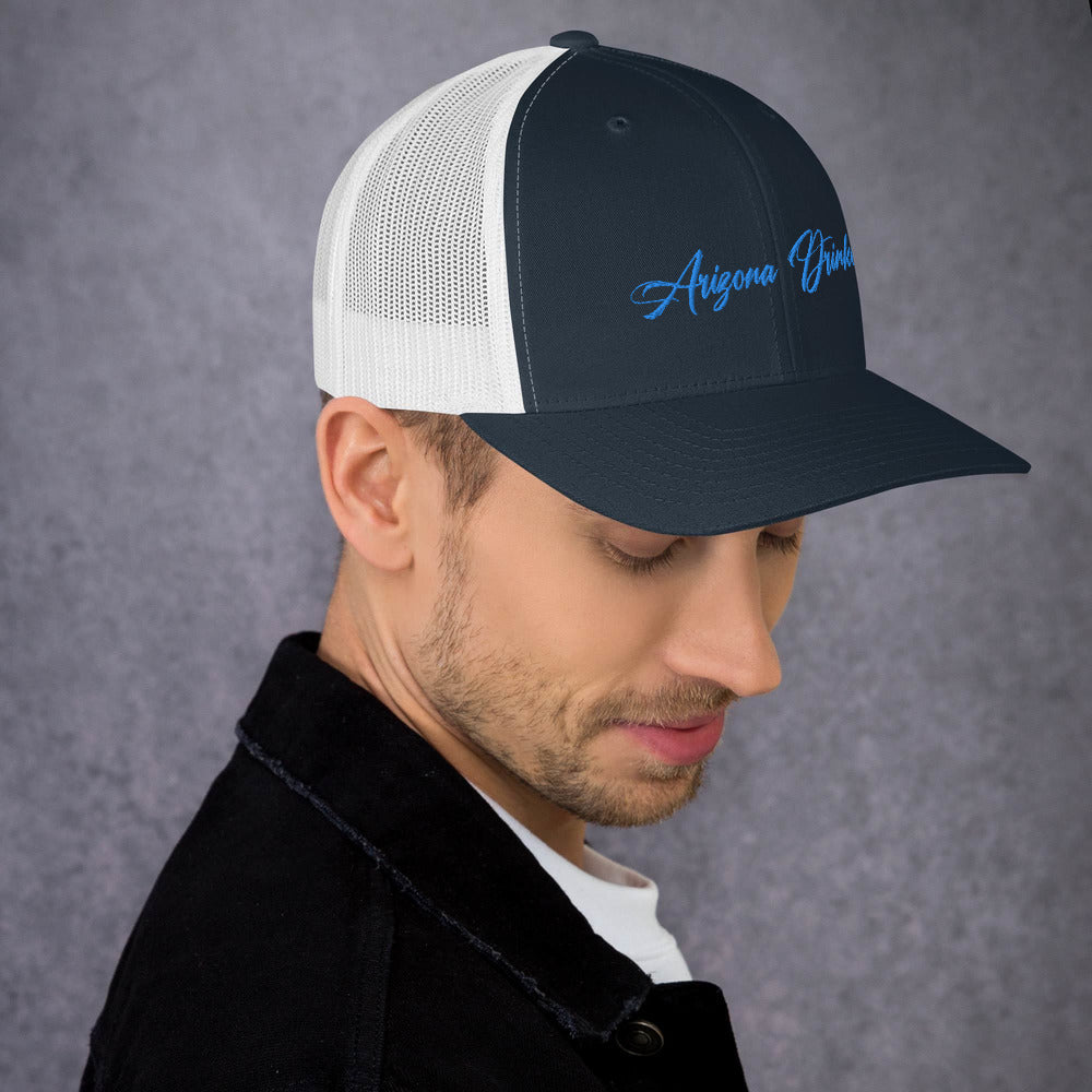 Trucker Cap with Arizona Drinkers in Blue Color on Front