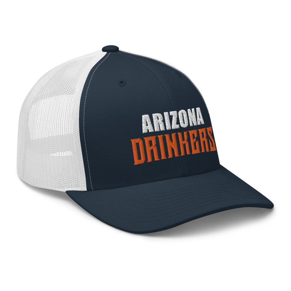 Trucker Cap with Arizona Drinkers in Orange Color on Front