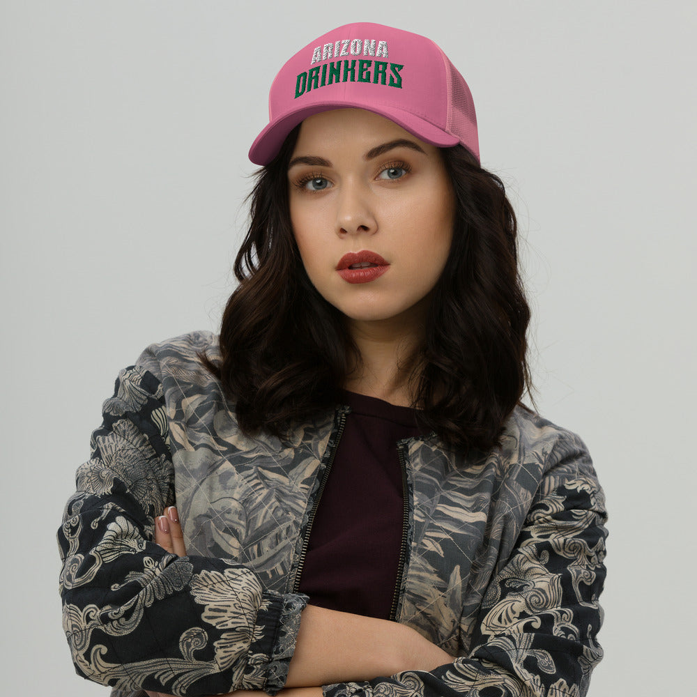 Trucker Cap with Arizona Drinkers in Green Color on Front