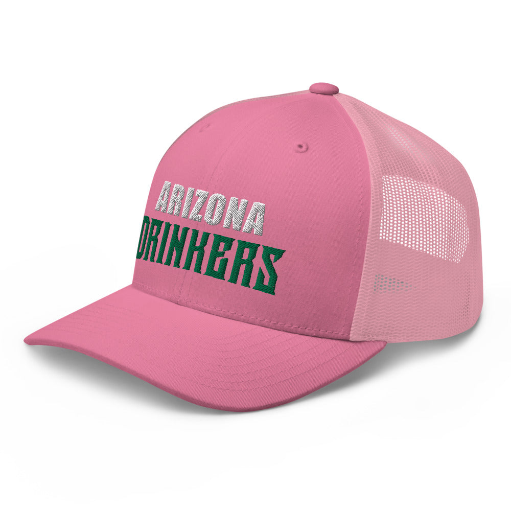 Trucker Cap with Arizona Drinkers in Green Color on Front