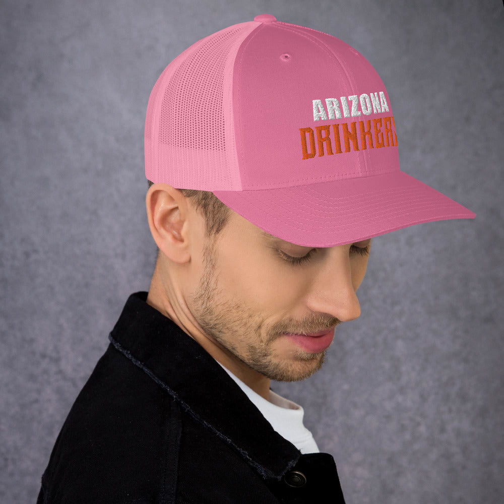 Trucker Cap with Arizona Drinkers in Orange Color on Front