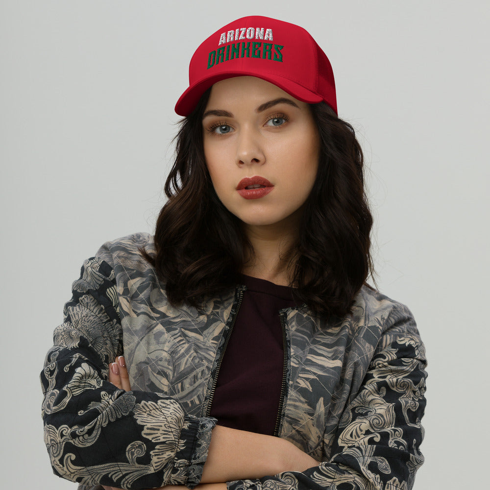 Trucker Cap with Arizona Drinkers in Green Color on Front