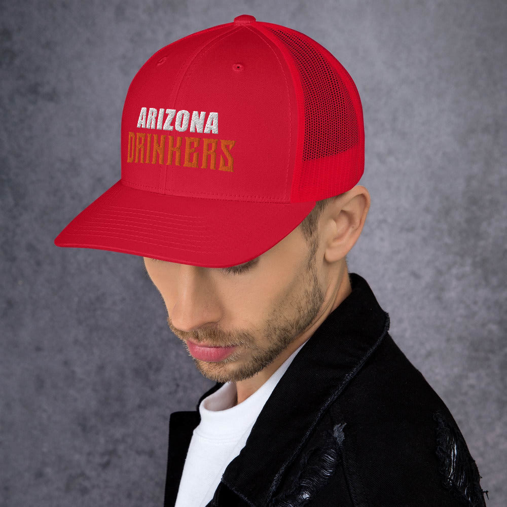 Trucker Cap with Arizona Drinkers in Orange Color on Front
