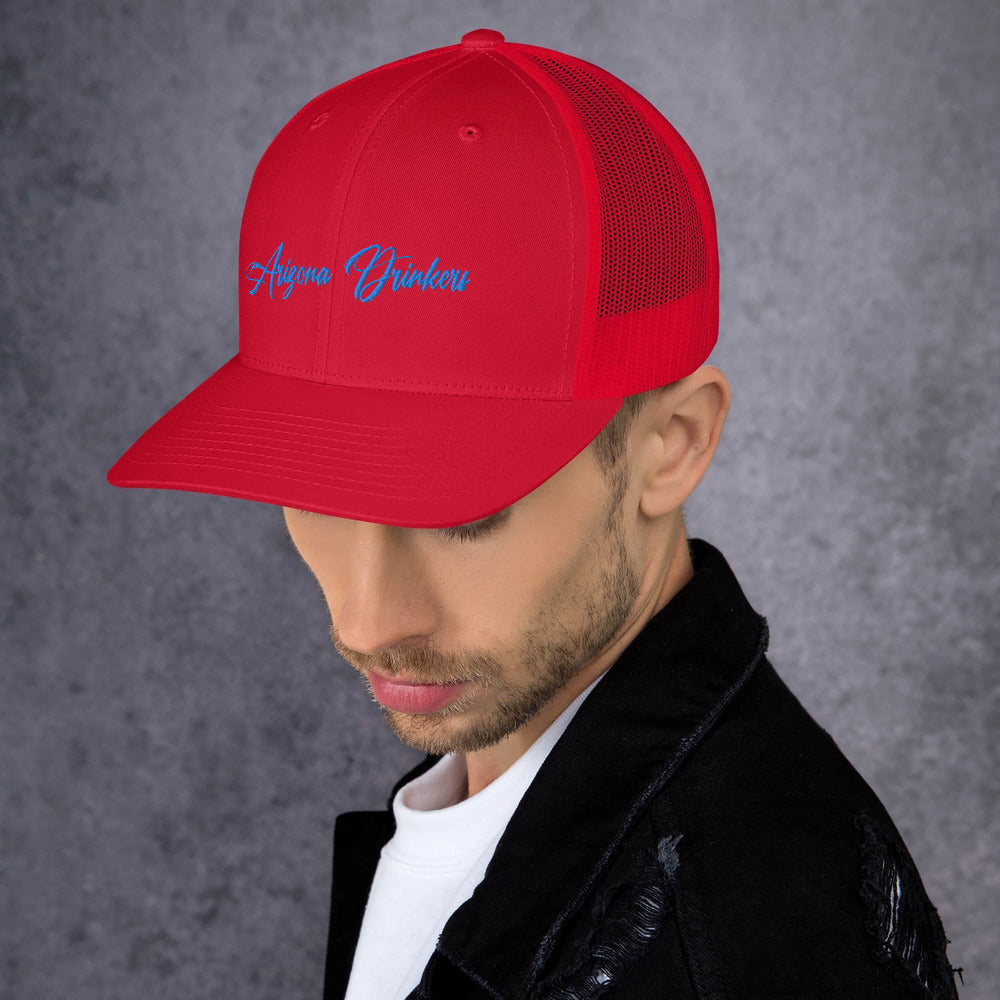 Trucker Cap with Arizona Drinkers in Blue Color on Front
