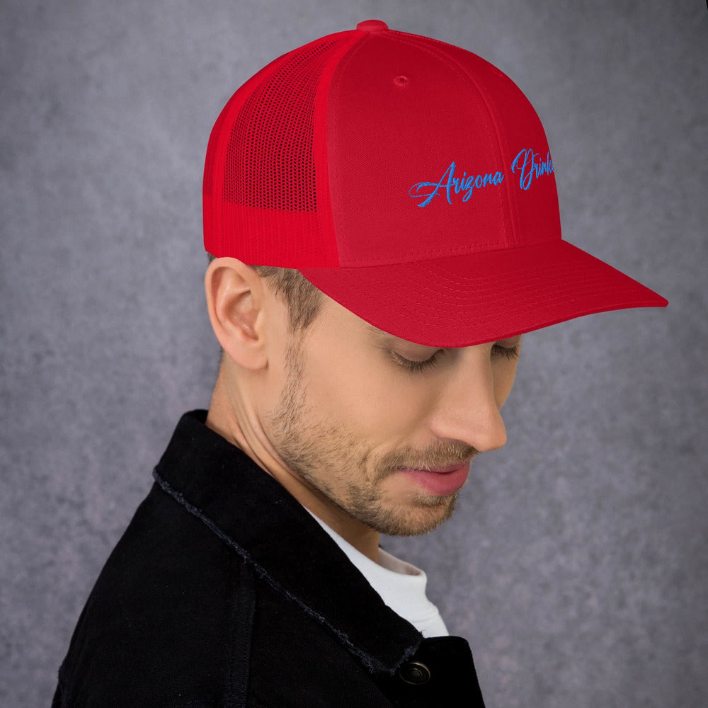 Trucker Cap with Arizona Drinkers in Blue Color on Front