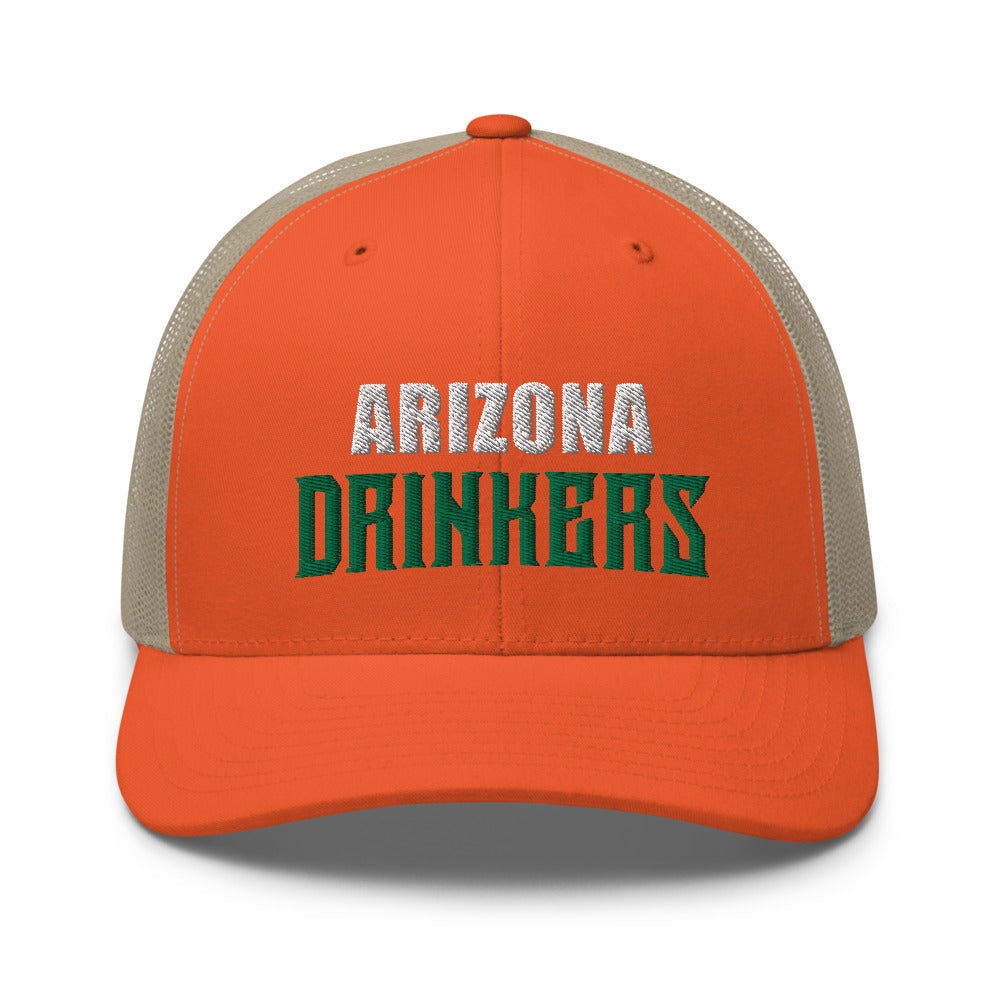 Trucker Cap with Arizona Drinkers in Green Color on Front