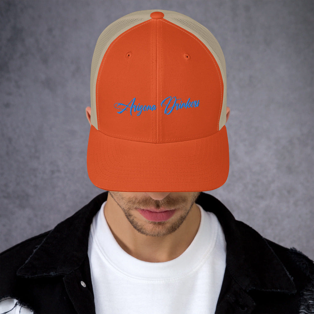 Trucker Cap with Arizona Drinkers in Blue Color on Front