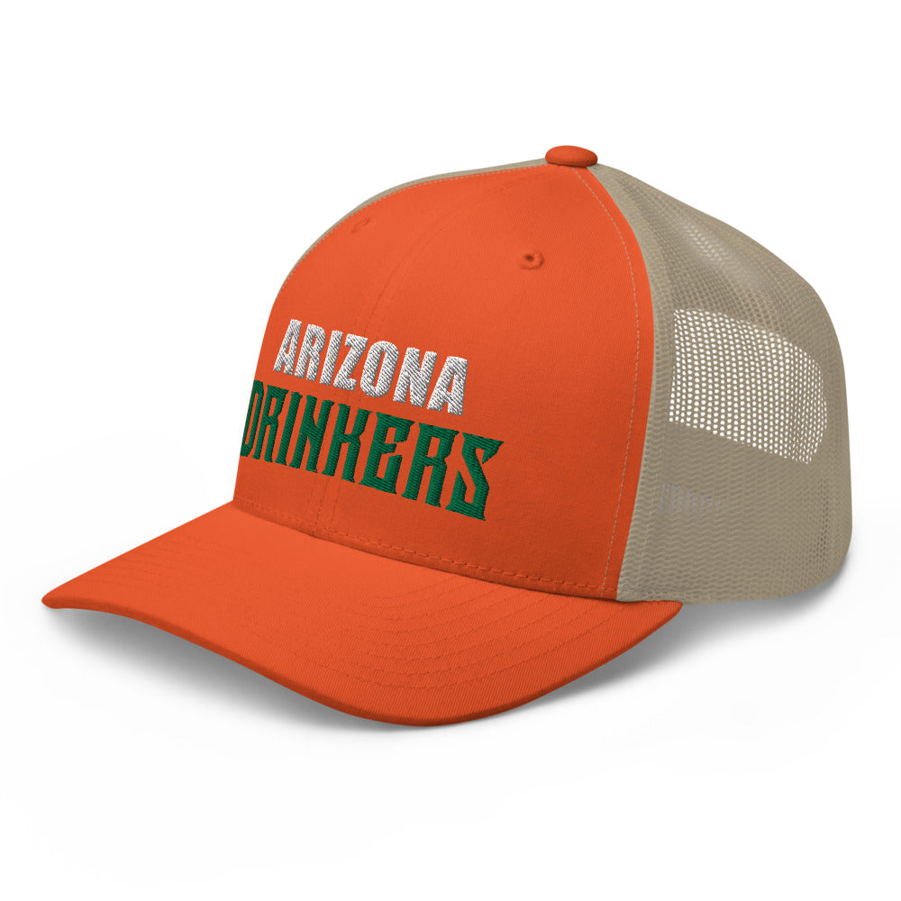 Trucker Cap with Arizona Drinkers in Green Color on Front