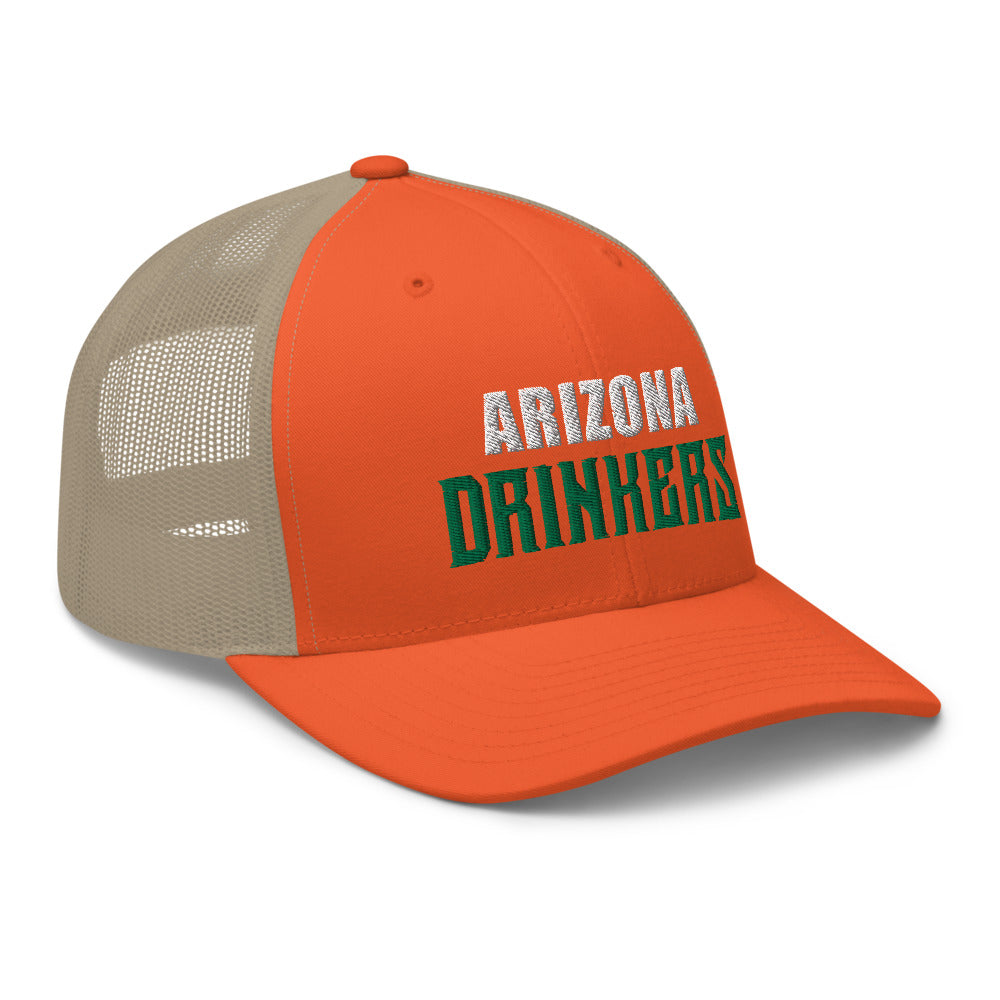 Trucker Cap with Arizona Drinkers in Green Color on Front