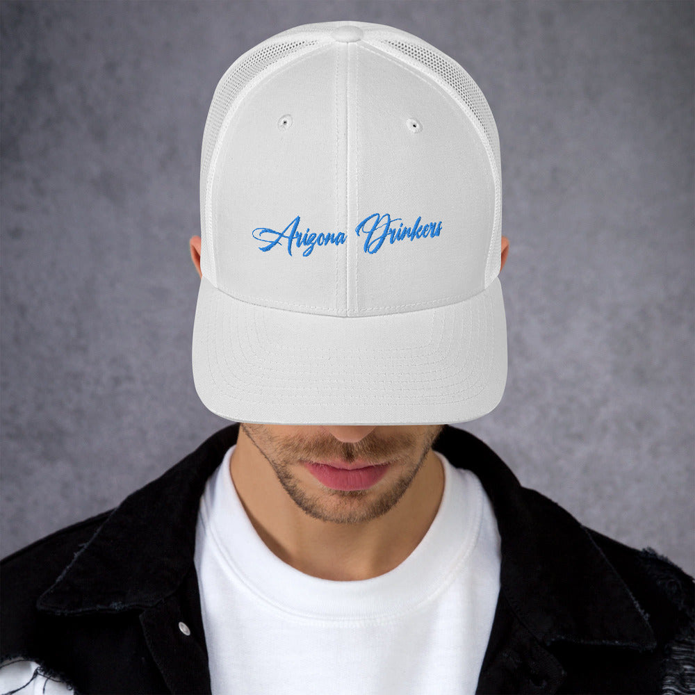 Trucker Cap with Arizona Drinkers in Blue Color on Front