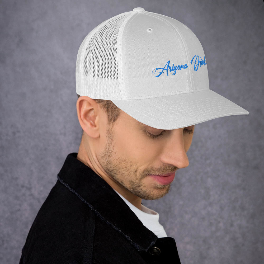 Trucker Cap with Arizona Drinkers in Blue Color on Front