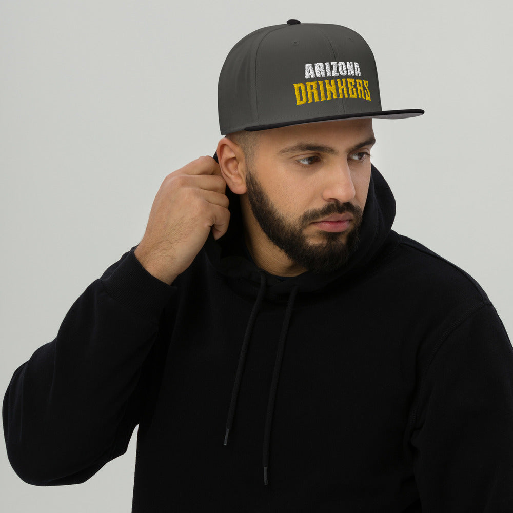 Snapback Hat with Arizona Drinkers Text on front