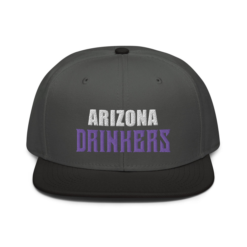 Snapback Hat with Arizona Drinkers in Violet Color on Front