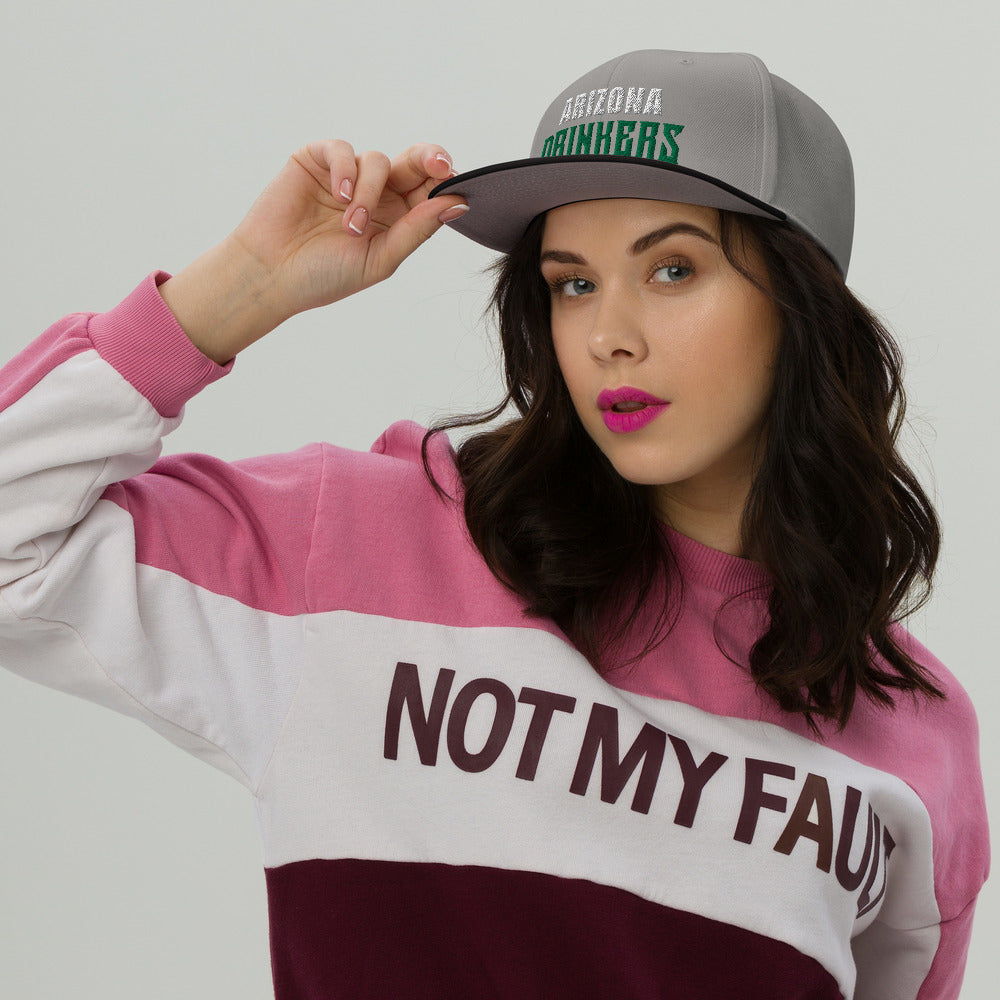 Snapback Hat with Arizona Drinkers in Green Color on Front
