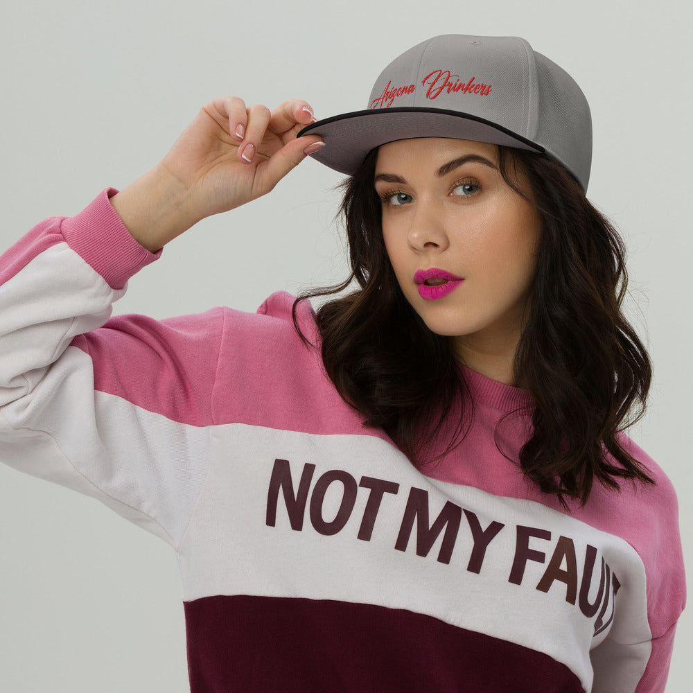 Snapback Hat with Arizona Drinkers in Red Color on Front