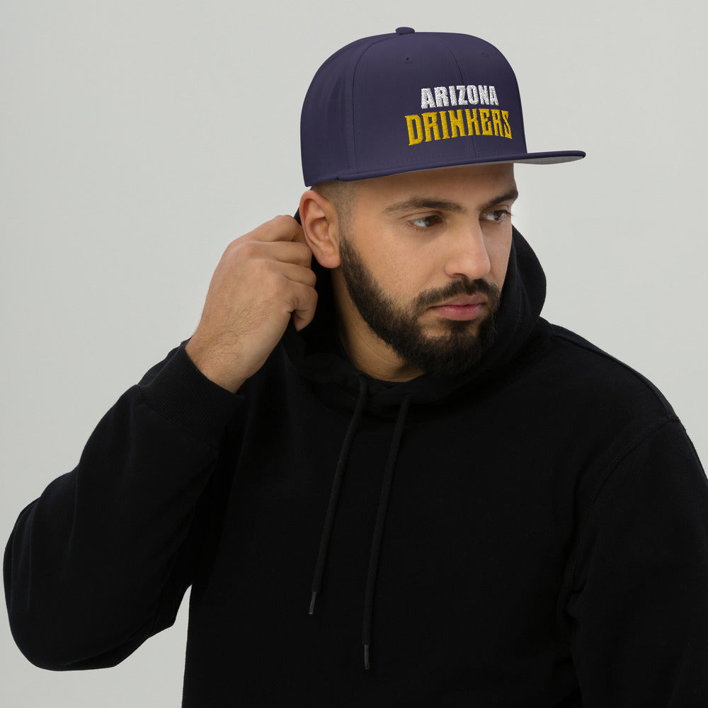 Snapback Hat with Arizona Drinkers Text on front