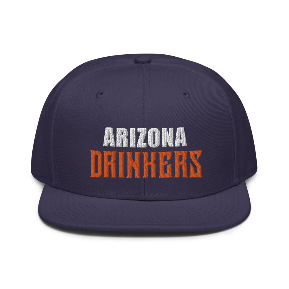 Snapback Hat with Arizona Drinkers in Orange Color on Front