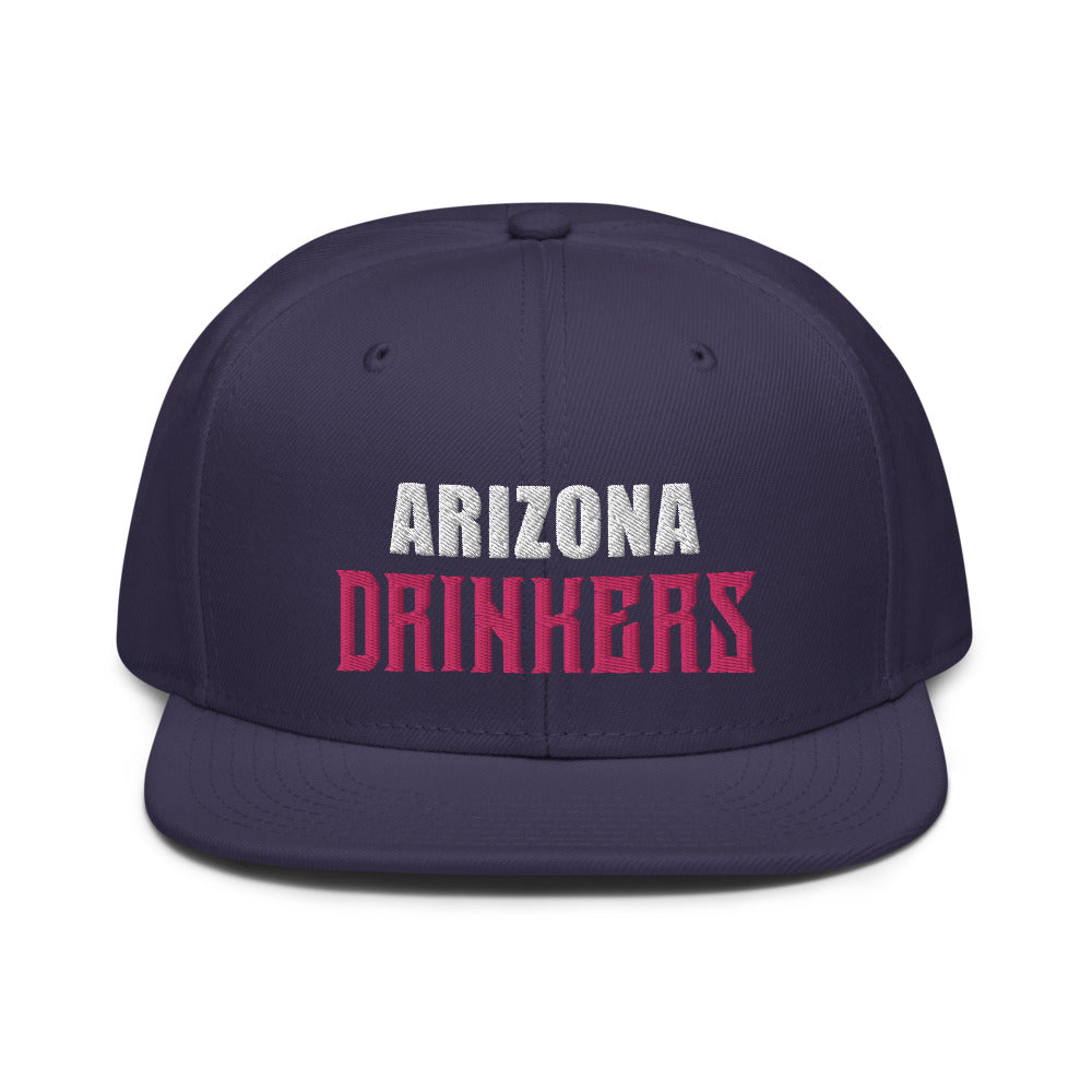 Snapback Hat with Arizona Drinkers in Pink Color on Front