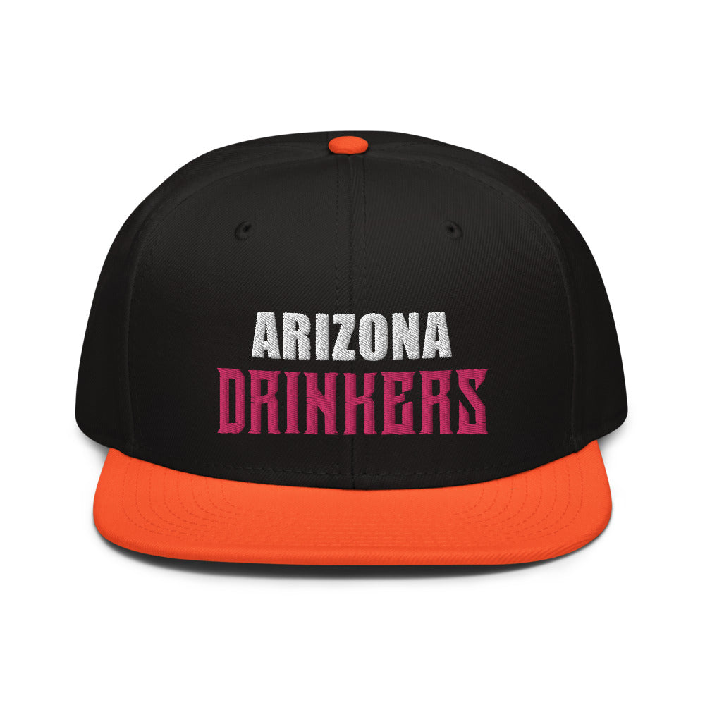 Snapback Hat with Arizona Drinkers in Pink Color on Front