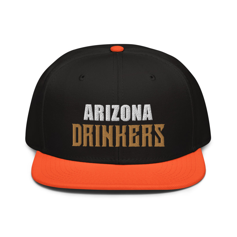 Snapback Hat with Arizona Drinkers in Brown Color on Front