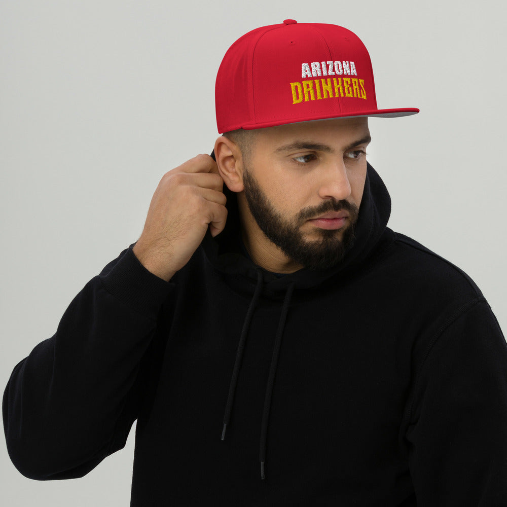 Snapback Hat with Arizona Drinkers Text on front