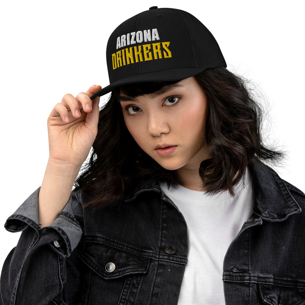 Trucker Cap with Arizona Drinkers in Yellow Color on Front
