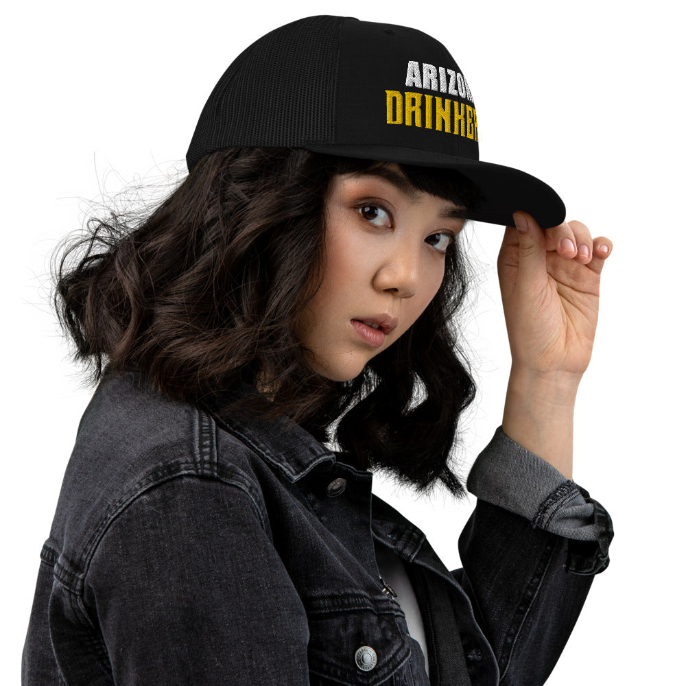 Trucker Cap with Arizona Drinkers in Yellow Color on Front