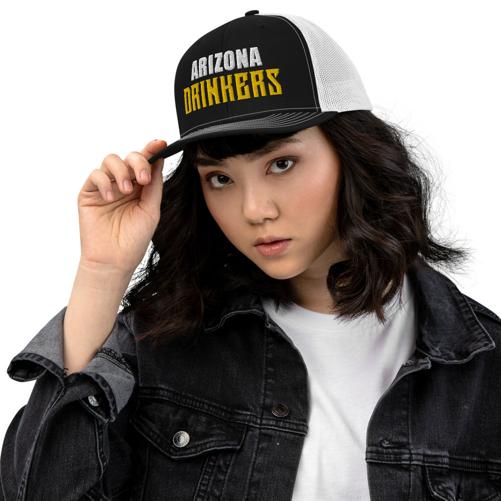 Trucker Cap with Arizona Drinkers in Yellow Color on Front