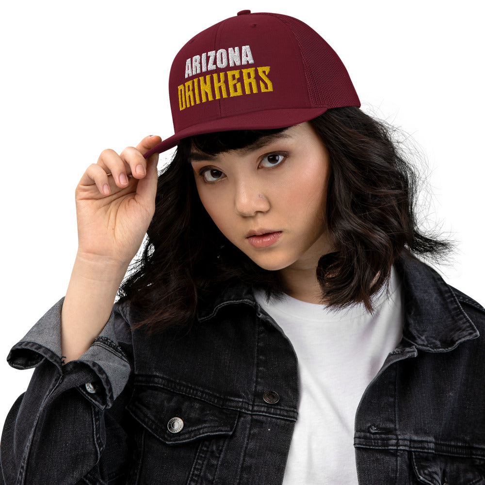 Trucker Cap with Arizona Drinkers in Yellow Color on Front